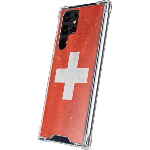Switzerland Flag Distressed Galaxy S24 Ultra Clear Case